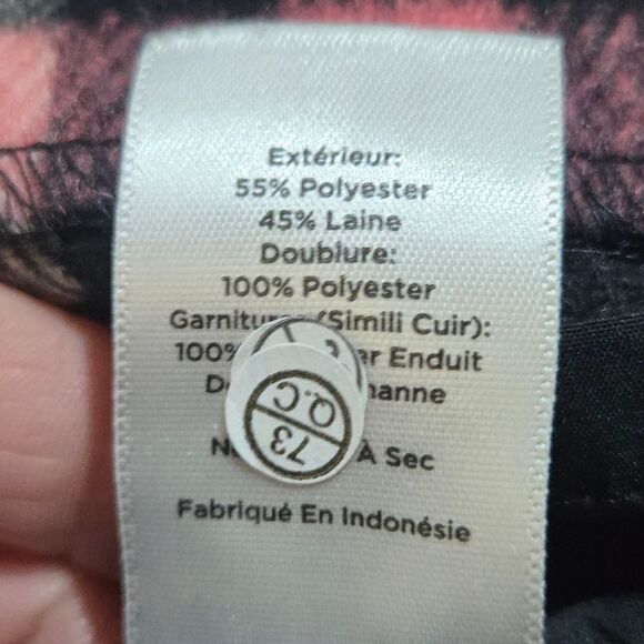 Talbots Pink Gray Black checked plaid skirt faux leather trim Valentines ❤️size8 - Picture 12 of 12